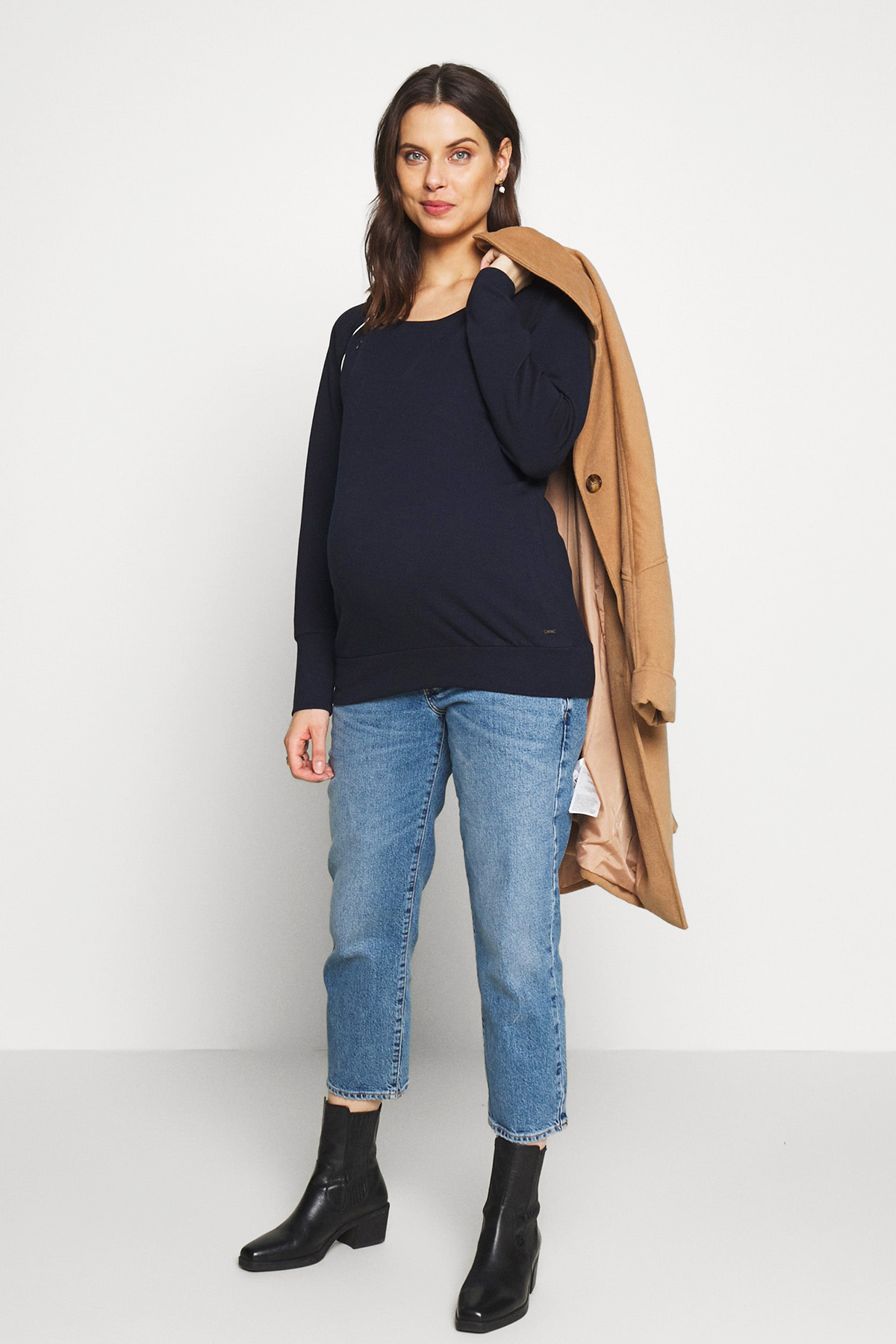 Lacivert Emzirme Özellikli Sweatshirt