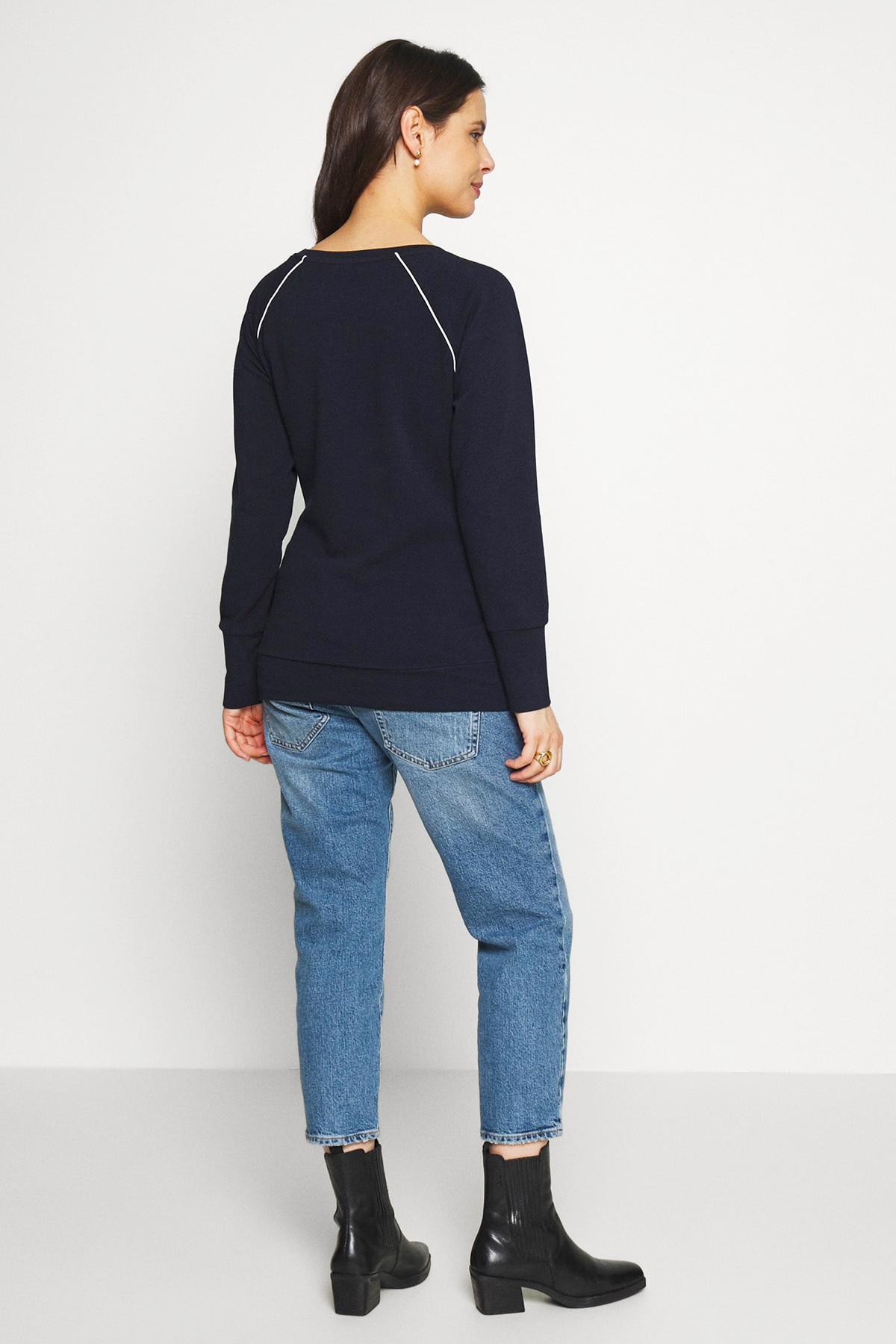 Lacivert Emzirme Özellikli Sweatshirt